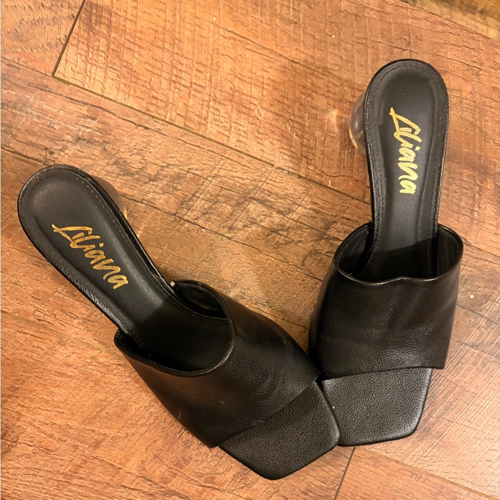 Black Women's Mule Heels - Picture 4 of 6